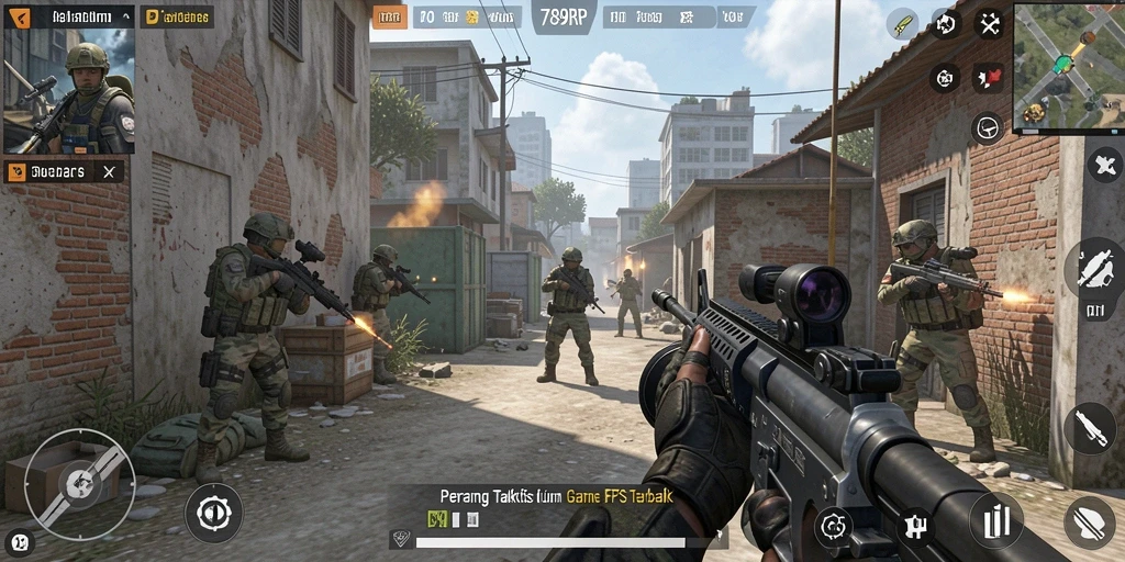Screenshot gameplay 789RP menampilkan aksi menegangkan di medan perang.