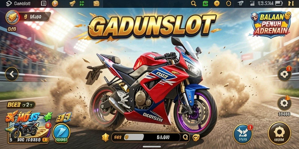Tampilan gameplay balapan motor yang seru dan mendebarkan.