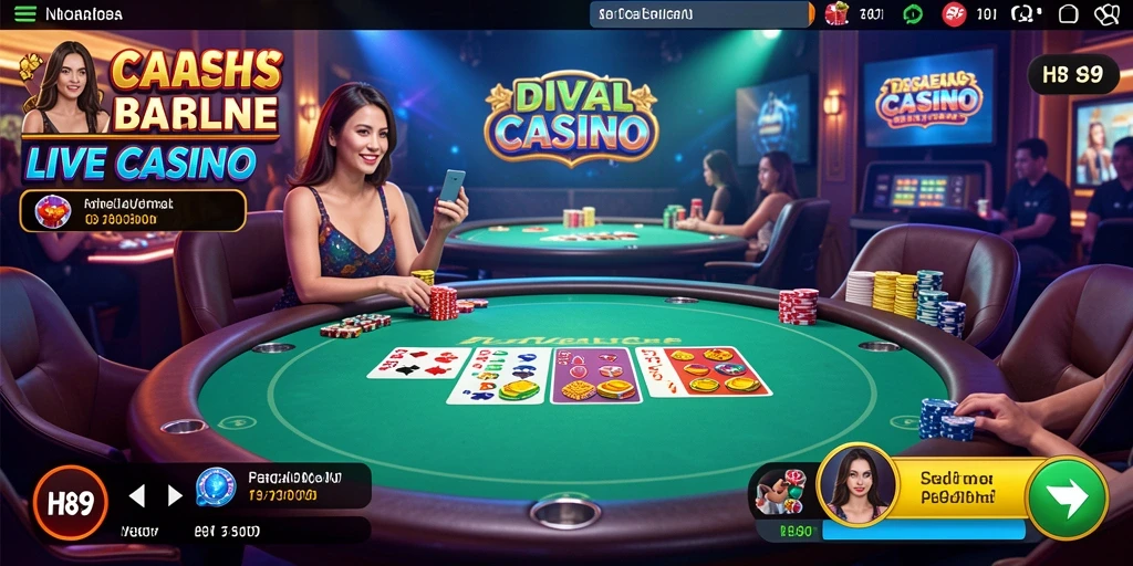 Tampilan gameplay H89 dengan dealer dan permainan langsung.