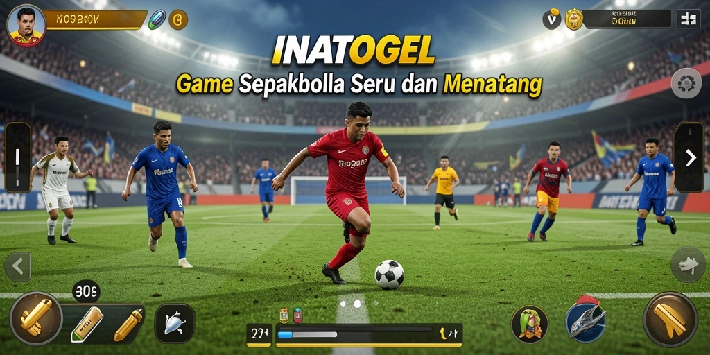 Screenshot gameplay INATOGEL menunjukkan laga sepak bola yang seru.