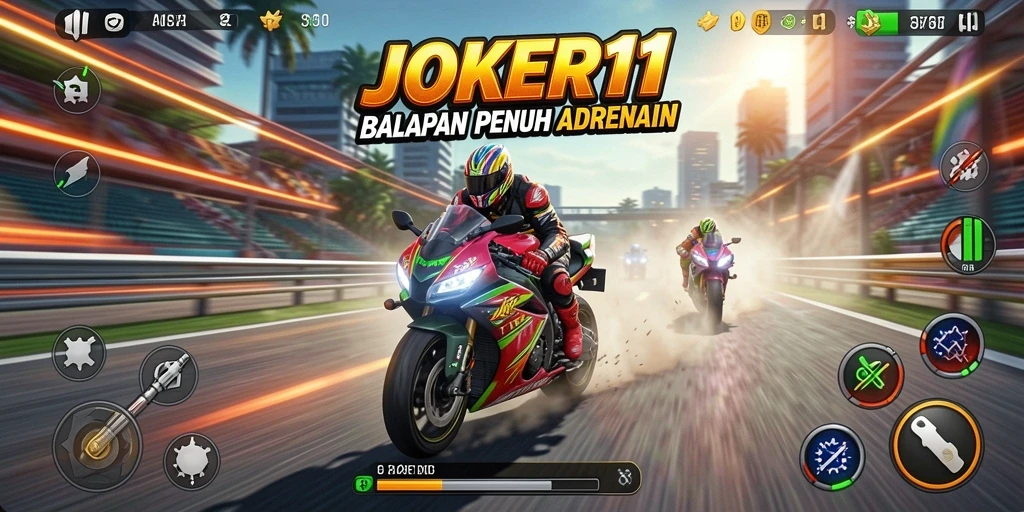 Gameplay balapan motor yang mendebarkan dan penuh aksi.