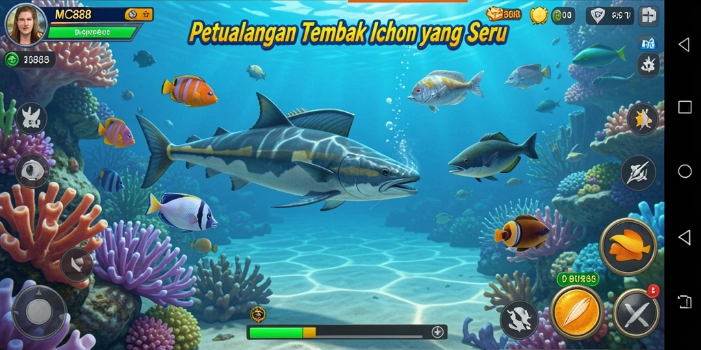 Tampilan gameplay seru di game Tembak Ikan MC888.