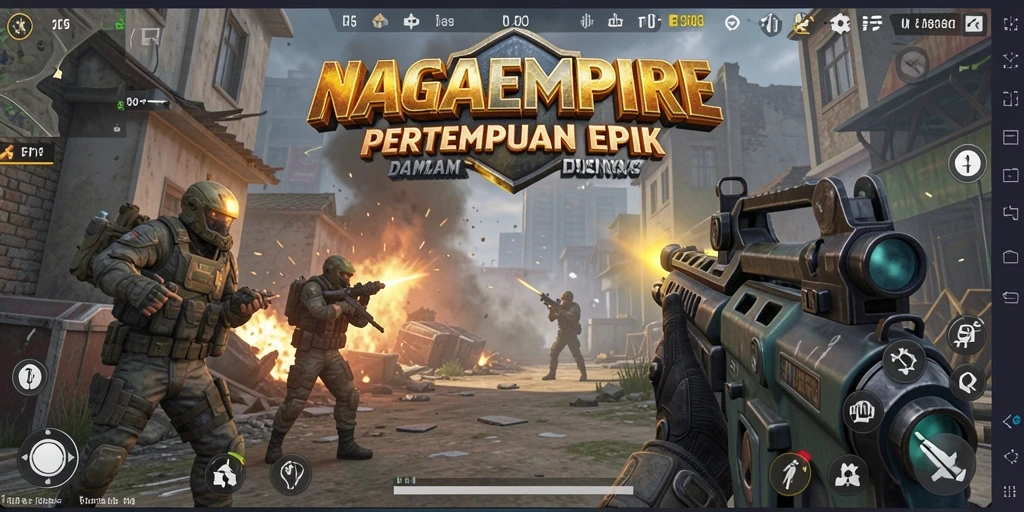 Screenshot gameplay NAGAEMPIRE yang menampilkan pertempuran seru dalam FPS.