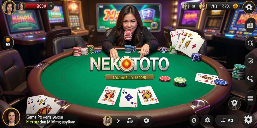 Tampilan gameplay Poker yang menegangkan di NEKOTOTO.