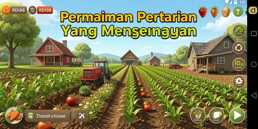 Screenshot RDI88 menampilkan suasana pertanian yang cerah dan penuh warna.
