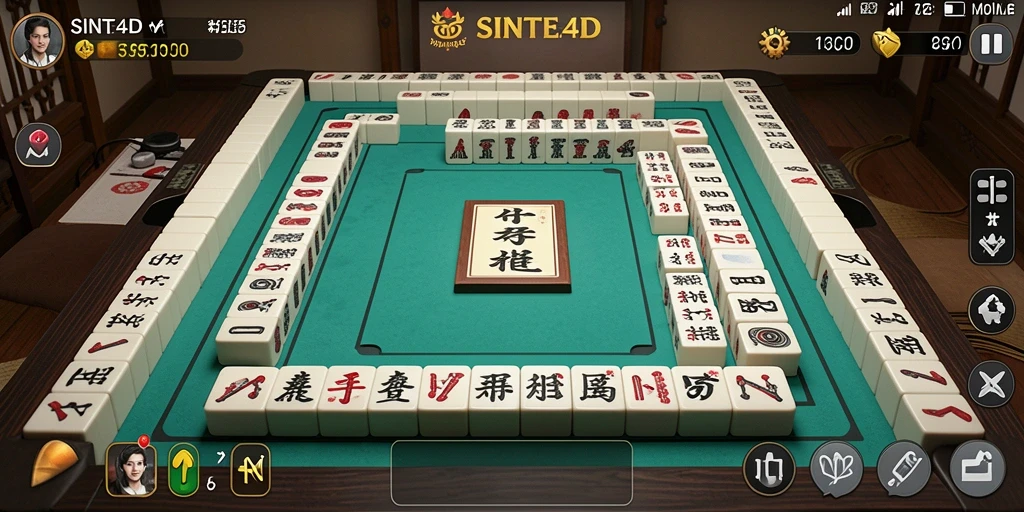 Tampilan gameplay menarik dari SINTE4D yang menunjukkan keseruan Mahjong.