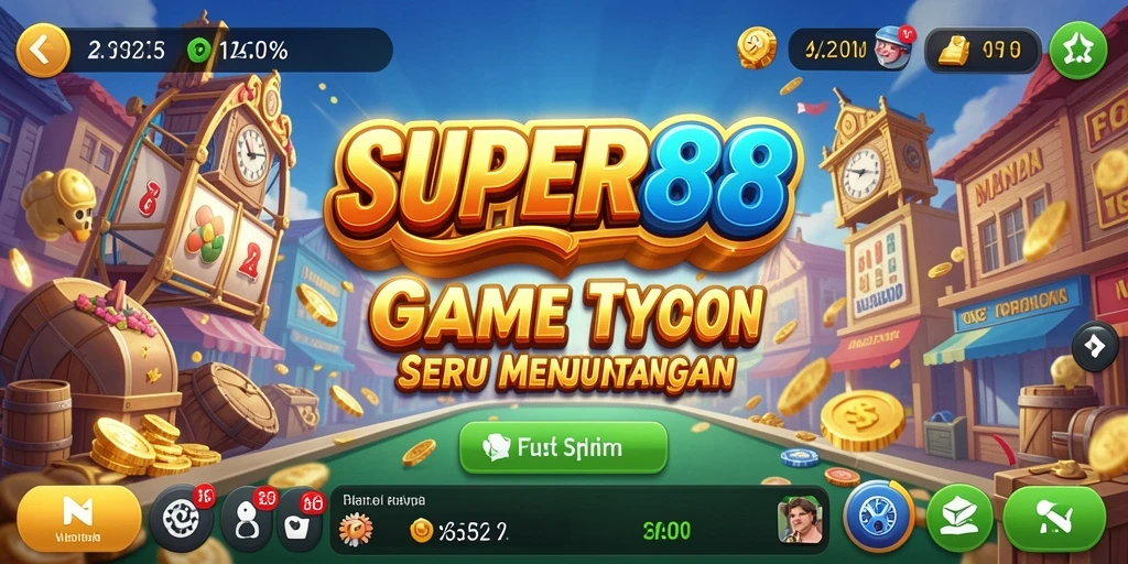 Tangkapan layar gameplay SUPER88 yang menunjukkan pembangunan bisnis Tycoon.